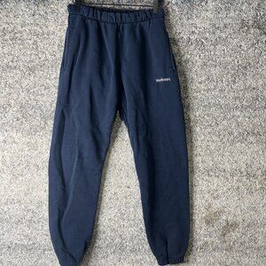 Madhappy Sweatpants Mens Small Navy Blue Fleece Joggers Embroidered Logo Cotton